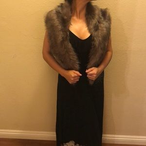 Faux brown fur shawl.